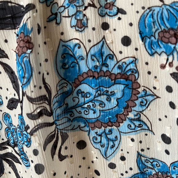 NWOT JOIE cream/blue floral smocked peasant blouse size XS new without tags - Picture 7 of 12